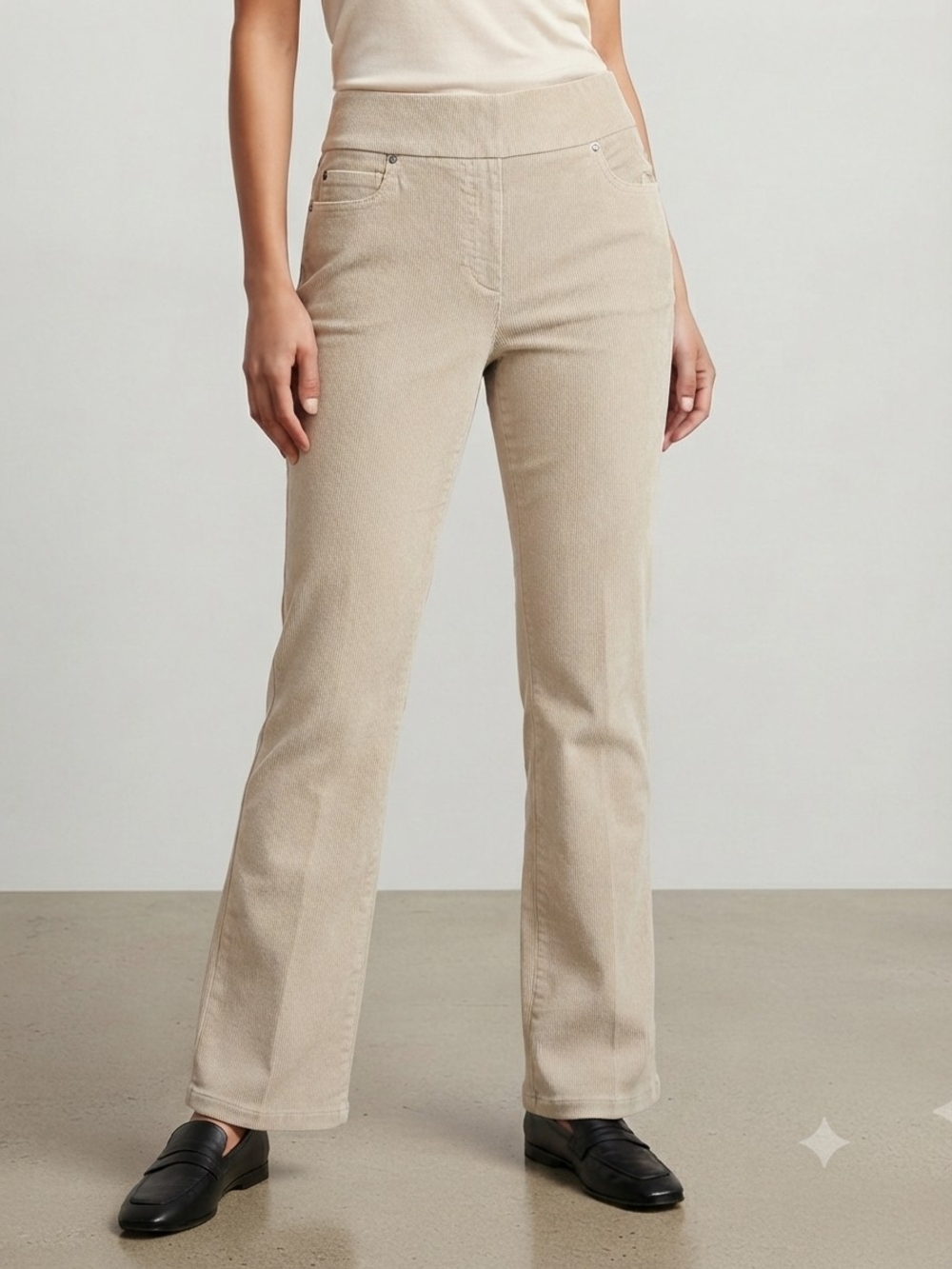 Reitmans Cream Wide-Leg High-Rise Corduroy Pants Size 8P